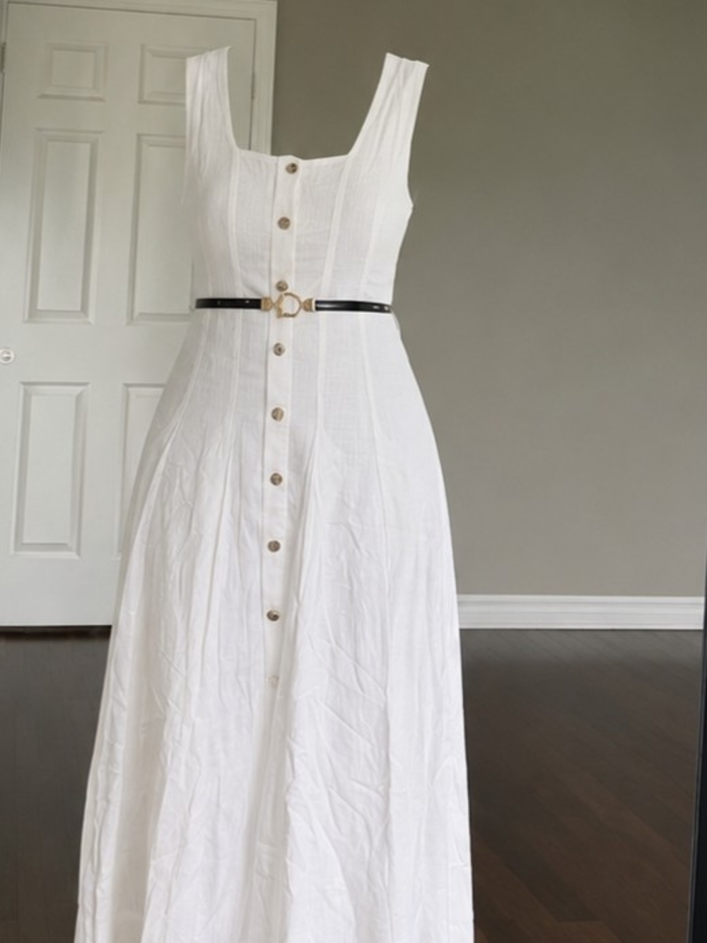 MSK White Sleeveless Button-Front Maxi Dress